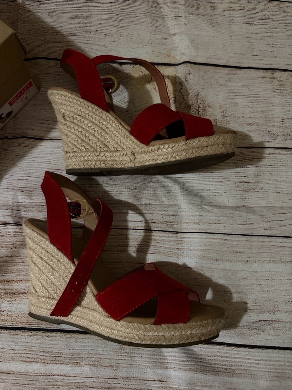 Sugar Red Espadrille Wedge Sandals